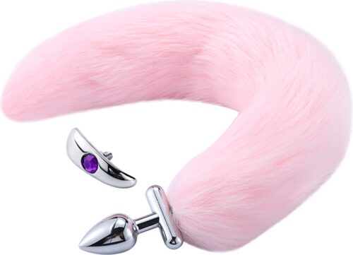 fox tail buttplug pink roze vossenstaart