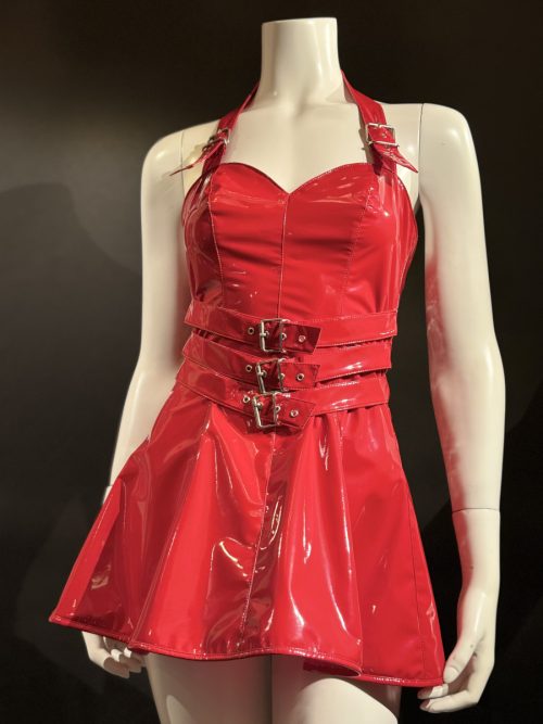 Klokkende jurk rood lak