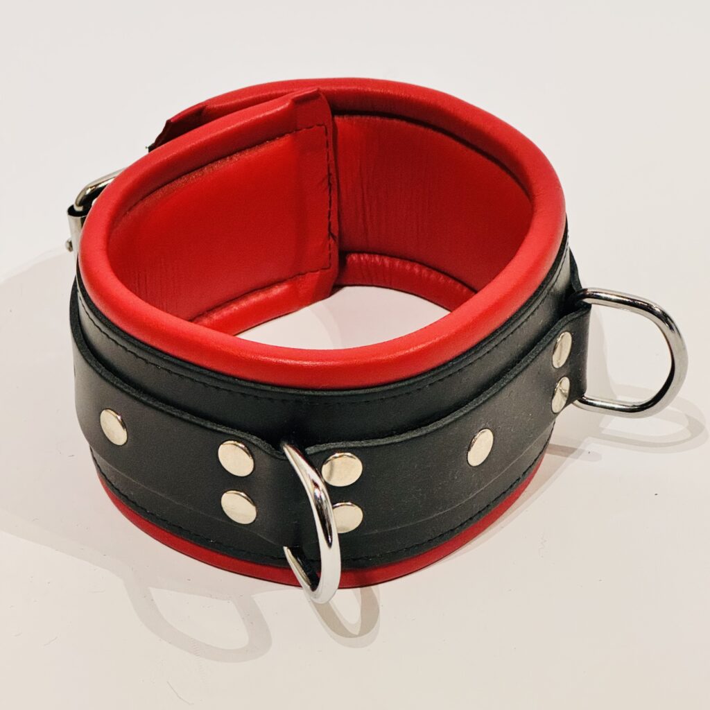 BDSM colar extra breed rood zwart padded