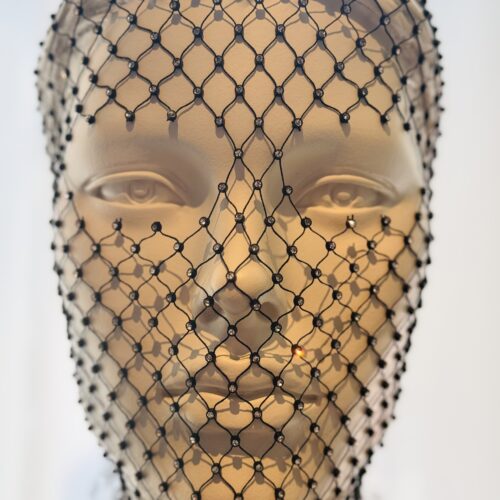 Mesh head face net with diamonds