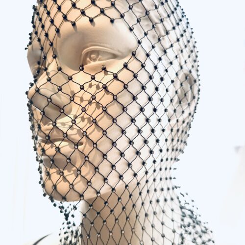 Mesh head face net with diamonds