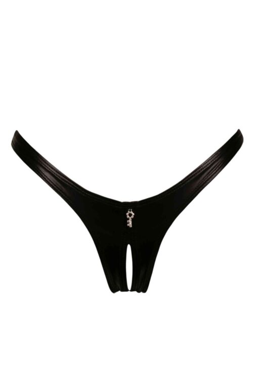 Annabelle black wetlook crotchless thong Patrice Catanzaro