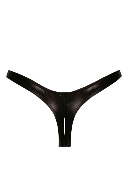 Annabelle black wetlook crotchless thong Patrice Catanzaro