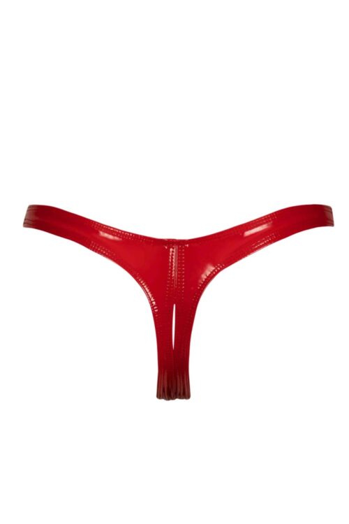 Annabelle red vinyl crotchless thong Patrice Catanzaro